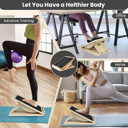 2-in-1 Fitness Slant Board for Calf Stretching Adjustable Incline Board for Mobility, Rehab, Yoga, Pilates, Planter Fasciitis Calf Stretcher Balance Board for Feet Heel Ankle ??Portable