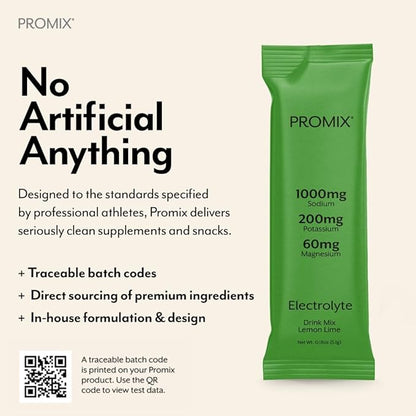 ProMix Nutrition Electrolytes Powder Packets - Sugar Free, Zero Calorie, Stevia Free, Fasting Friendly, Natural Himalayan Pink Salt - Lemon Lime - 30 Servings (Pack of 30)