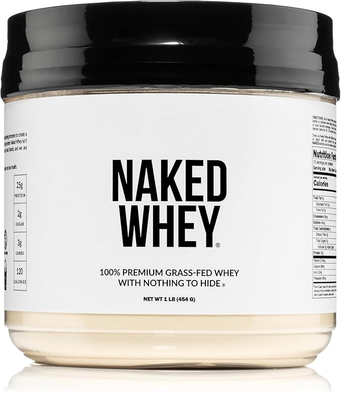 NAKED Whey 1Lb - Only 1 Ingredient, Grass Fed Whey Protein Powder, Undenatured, No Gmos, No Soy, Gluten Free, Stimulate Growth, Enhance Recovery - 15 Servings