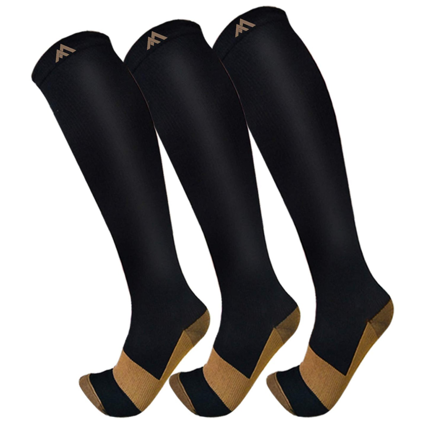 FuelMeFoot 3 Pack Compression Socks For Women Men Knee High Socks 15-20mmHg soccer socks fun copper