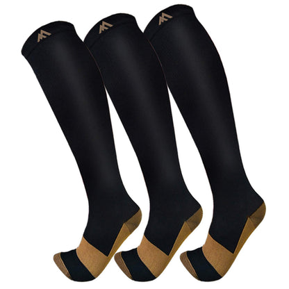 FuelMeFoot 3 Pack Compression Socks For Women Men Knee High Socks 15-20mmHg soccer socks fun copper