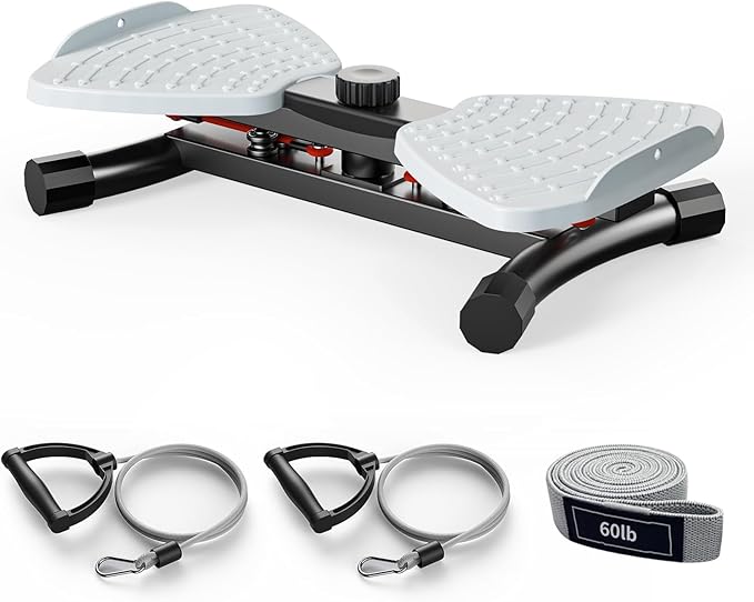 Waist Twister Ab Machine, 300 lbs Capacity Exercise Twist Board with Resistance Bands, Core Trainer Belly Fat Burner, Noiseless Waist Sculptor with Foot Massage