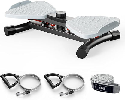 Waist Twister Ab Machine, 300 lbs Capacity Exercise Twist Board with Resistance Bands, Core Trainer Belly Fat Burner, Noiseless Waist Sculptor with Foot Massage