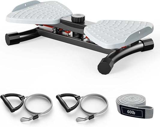 Waist Twister Ab Machine, 300 lbs Capacity Exercise Twist Board with Resistance Bands, Core Trainer Belly Fat Burner, Noiseless Waist Sculptor with Foot Massage