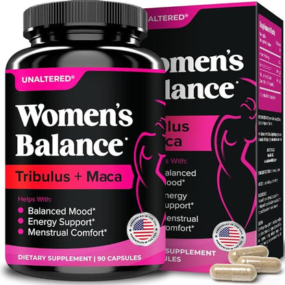 UNALTERED Hormone Balance & Mood Support for Women - Naturally Supports Hormonal Balance & Energy with Tribulus Terrestris & Red Maca Root Extract - Dietary Supplement - 90 Vegan Capsules