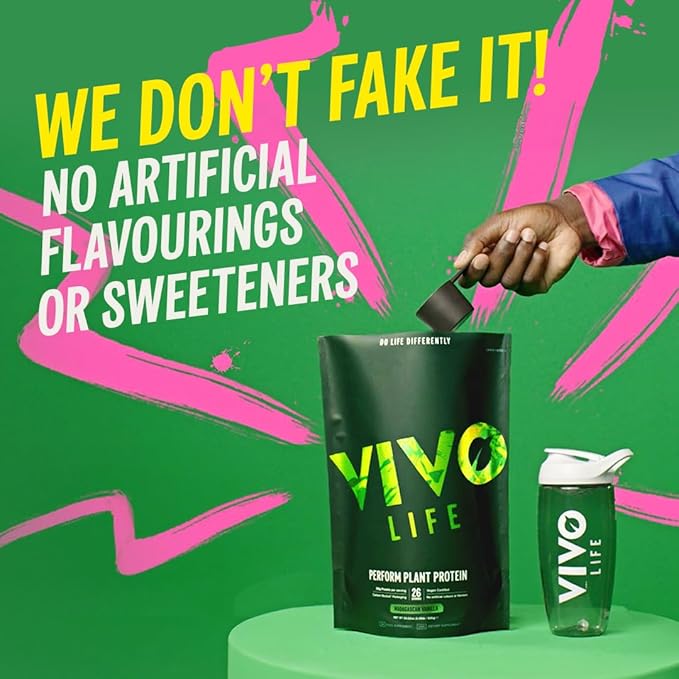 Vivo life Perform Plant Protein Powder - Pea & Hemp Protein Blend with BCAA (34.85 oz, Banana & Cinnamon)
