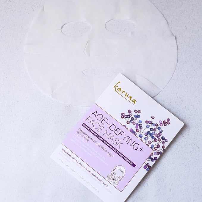Karuna Skin - Age-Defying and Clarifying+ Variety Sheet Mask Set, Moisturizing & Hydrating, Collagen Promotion Properties, Face Mask Set, 5 Pack