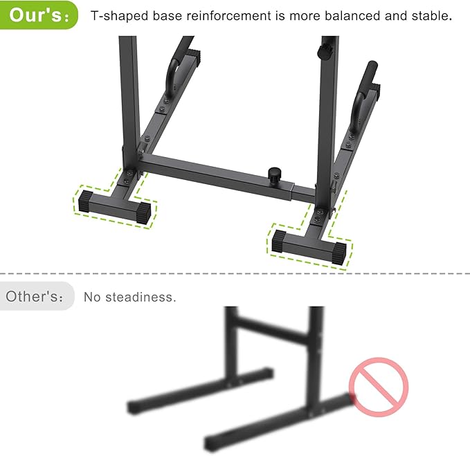 SELEWARE Heavy Duty Dip Bar, Adjustable Width & Height Dip Station Home Gym Fitness Equipment, 800lbs Capacity, Multifunctional Strength Training Dip Stand with Push Up Bar for Tricep Dips, L-Sits