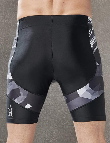 HUGE SPORTS Men's Rash Guard Swim Shorts Compression Swimming Jammer Cool Dry Active Swimsuit Workout Shorts Sports Tights