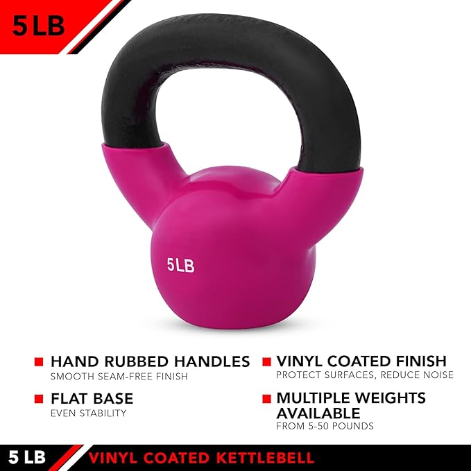 JFIT Kettlebell Weights Vinyl Coated Iron, 5 LB