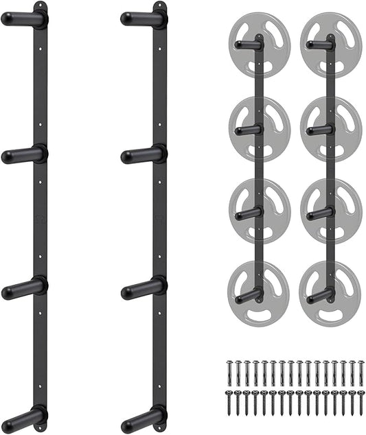 "Kipika Weight Plate Storage Rack - Wall Mounted Weight Plate Holder with Durable Steel Construction Organizer for Olympic Plates, 1000lb Capacity, Space-Saving for Home Gym"
