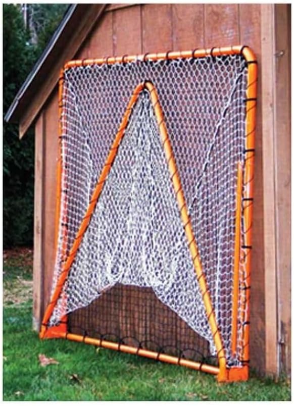 EZGoal 2” Professional folding 6' x 6' lacrosse Metal Goal with a Pro LAX Rocket Throwback Rebounder Trainer to Practice Your Passes and Catches, Orange, 6 x 6-Feet (87615)