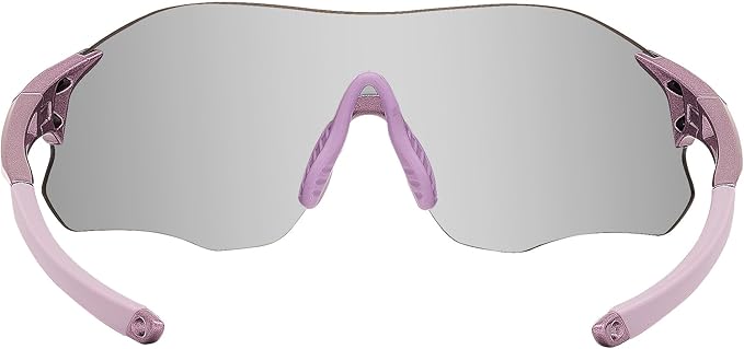 Sports Sunglasses y2k – UV400 REVO Mirror Lens, Ultra-Light TR90 Full Frame, Adjustable Nose Pads, Anti-Slip Arms – Cycling Running Hiking Triathlon – Chrome Lavender