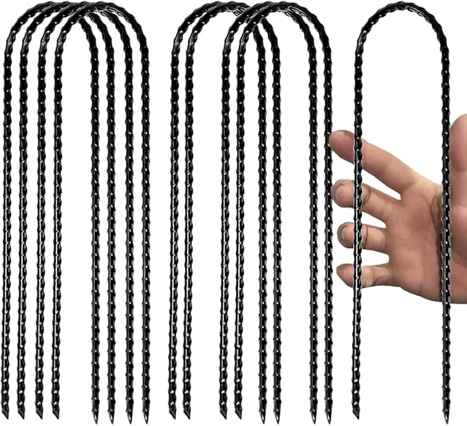 12" Trampoline Stake Anchors high Wind u Stakes for Ground Anchor Heavy Duty Stakes Trampoline Anchors Accessories (Black-8PCS)