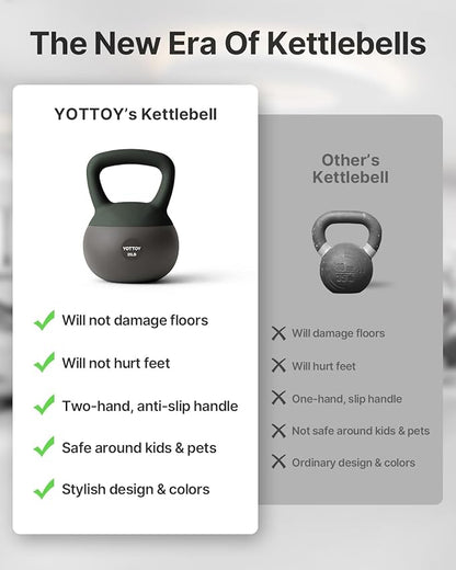 YOTTOY Soft Kettlebell, Set for Strength Training Kettlebells & Home Workouts, Soft-Sided Cushioned Base, Wide-Handle - Ideal for Men, Women, & Beginners