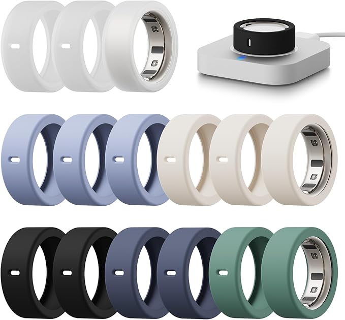 15 Pack Cover Compatible with Oura Ring Gen 4/Gen 3 Horizon/Gen 3 Heritage, Anti-Scratch Silicone Case for Oura Ring Protector for Women Men Working Out Gym, Support Charging with Cover on