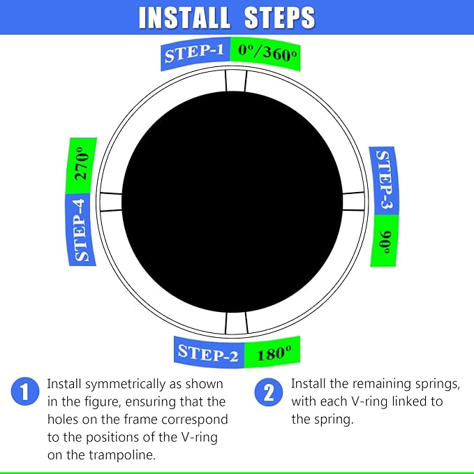 Trampoline Mat, Fits 8FT Frame, with 42/48 V-Rings and Spring Tool, Replacement Jumping Mat, Reinforce, UV-Resistant, Not Include Spring