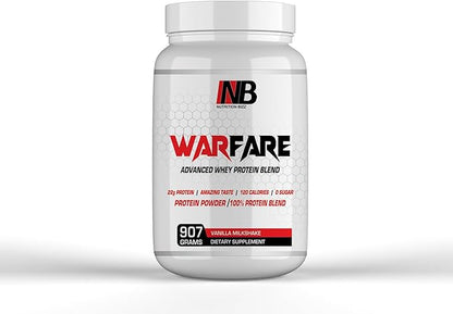 Warfare 2 lbs Advanced Whey Protein Blend 22g Protein per Serving Amazing Flavors (2 lbs, Vanilla Milkshake)