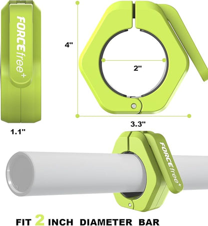 Barbell Clips (Pair), Barbell Clamps, Quick Release Olympic Barbell Clamps with Anti Slip TPR Grip, Barbell Collars for Secure Weightlifting & Powerlifting (Black) (MAG, Green)