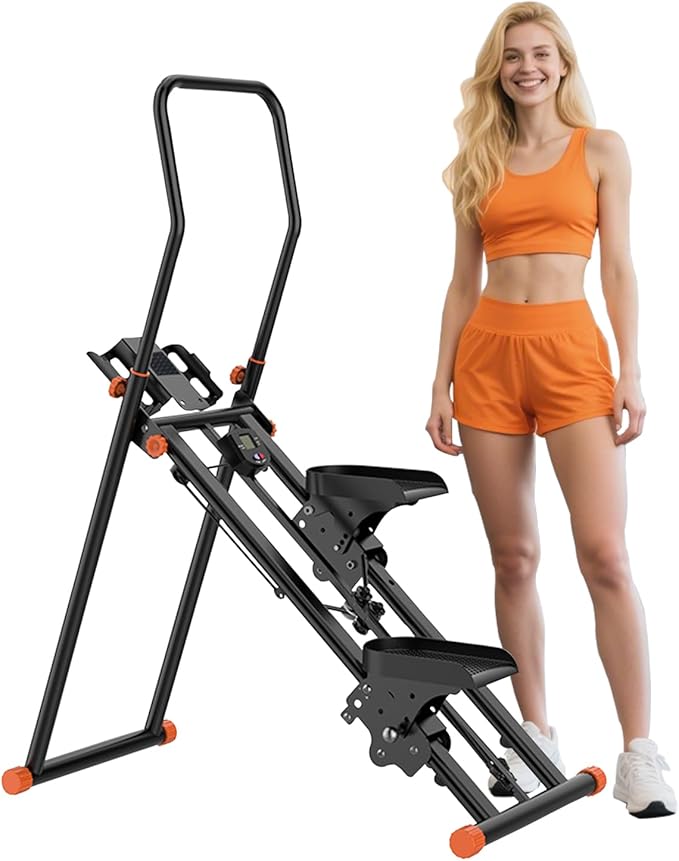 Stair Stepper for Home Gym, Folding Cardio Exercise Climber with Adjustable Resistance and Pedals, Vertical Climber Machine for Full Body Workout with Extended Step Range
