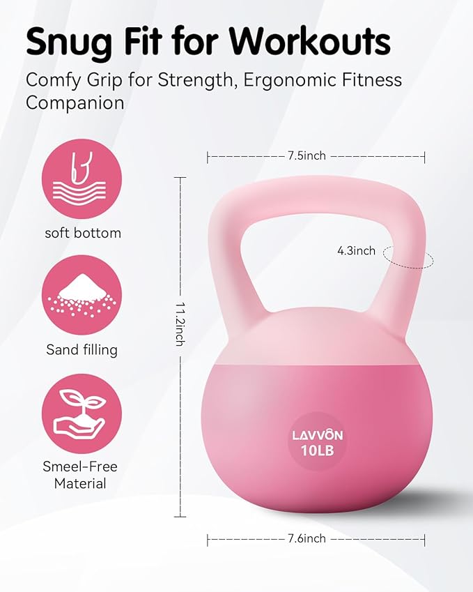 Soft Kettlebell - Cushioned Impact-Resistant Base and Anti-Slip, Kettle bell Anti-Slip Grip Weight for Home Workouts, Safe Strength Training Kettlebells Sets for Women & Men, With Non-slip Gloves