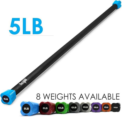 Yes4All Total Body Workout Weighted Bar, Resistance Band Bar, Racks for Strength Training, Exercise Bar for Yoga in Home and Gym - Single/Combo