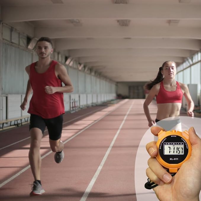 2-Pack Multi-Function Electronic Digital Sport Stopwatch Timer, Large Display with Date Time and Alarm Function, Sports Coaches Fitness Coaches and Referees Orange