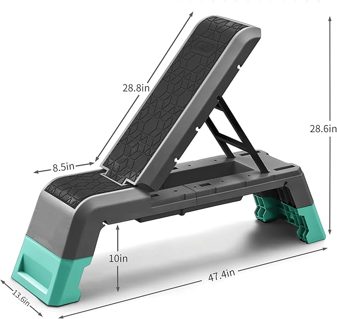 leikefitness Exercise Step Platform, Multifunctional Aerobic Deck with Cord and Adjustable Dumbbell & Weight Bench, Fitness Equipment for Workout Home Gym