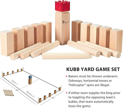 Pointyard Kubb Yard Game Set, Kubb Game Set with Carrying Bag - Wooden Toss Game Set for Outdoor Lawn Teenagers Adults Family