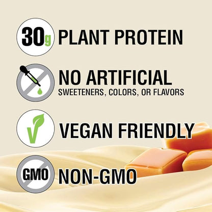 Lean Body Ready-to-Drink, Plant-Based Vegan Vanilla Caramel Protein Shake, 30g Protein, No Artificial Flavors, Sweeteners or Colors, Non GMO, Gluten Free, Premium Pea & Rice Blend (Pack of 12)