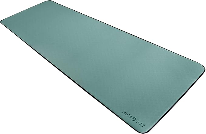 MICRODRY Deluxe Fitness Exercise Yoga Mat for Home & Gym, Extra Thick for High Impact Training, Multi Layered Skid Resistant Surface, Odor Neutralizing with Carrying Strap