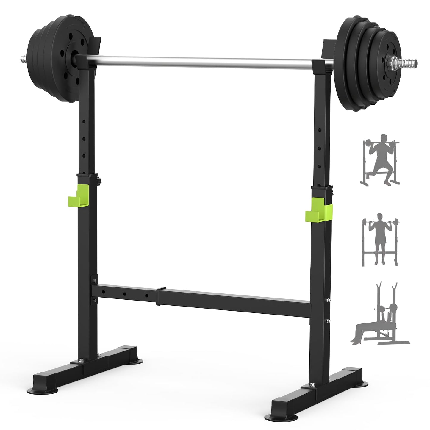 FitinOne Squat Rack, Height-Adjustable Dumbbell Rack for Home Gym, Multi-Function Barbell Rack