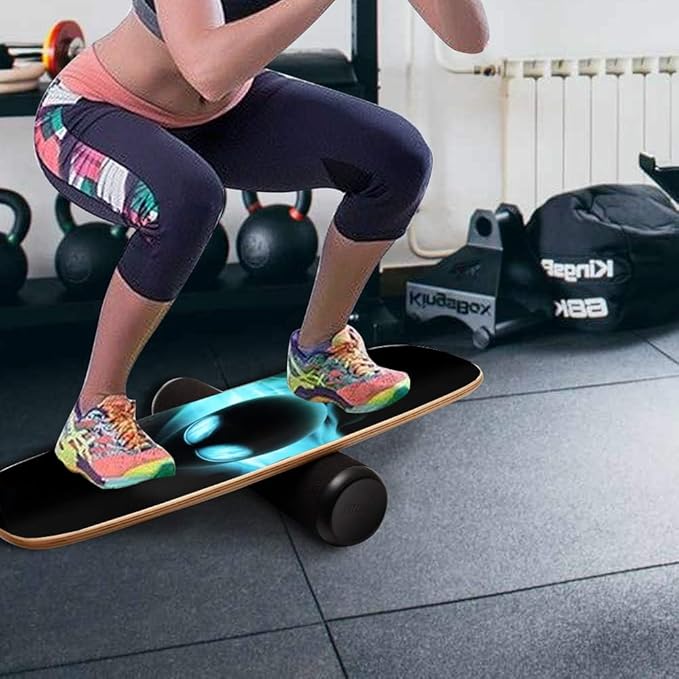 Balance Board Surf Trainer with Adjustable Stoppers - 2 Different Distance Options Balance Board for Surfing, Snowboarding, Skiing, Skateboarding, 300lbs Capacity