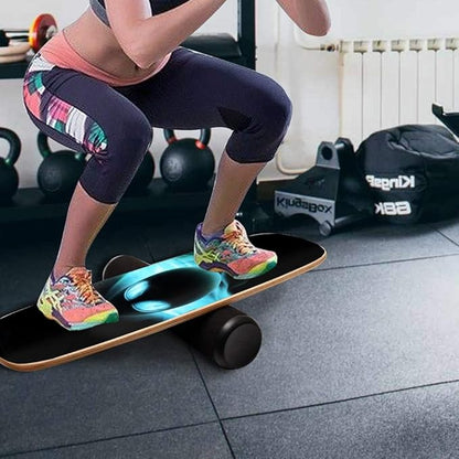 Balance Board Surf Trainer with Adjustable Stoppers - 2 Different Distance Options Balance Board for Surfing, Snowboarding, Skiing, Skateboarding, 300lbs Capacity