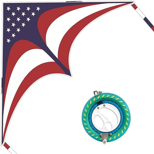 Mint's Colorful Life 60'' Delta Kite With 7.1in Reel Winder, Easy Flying & String Spool for Kids &