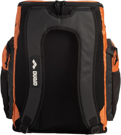ARENA Spiky III Backpack 45 Swimming Athlete Sports Gym Rucksack Large Training Gear Equipment Swim Bag for Men and Women, 45 Liters, Orange