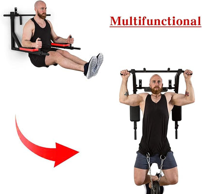 Wall Mounted Pull up Bar Multifunctional Chin up Bar Strength Training Pull-up Bar for Indoor Home Gym Fitness, Supports to 440 Lbs…