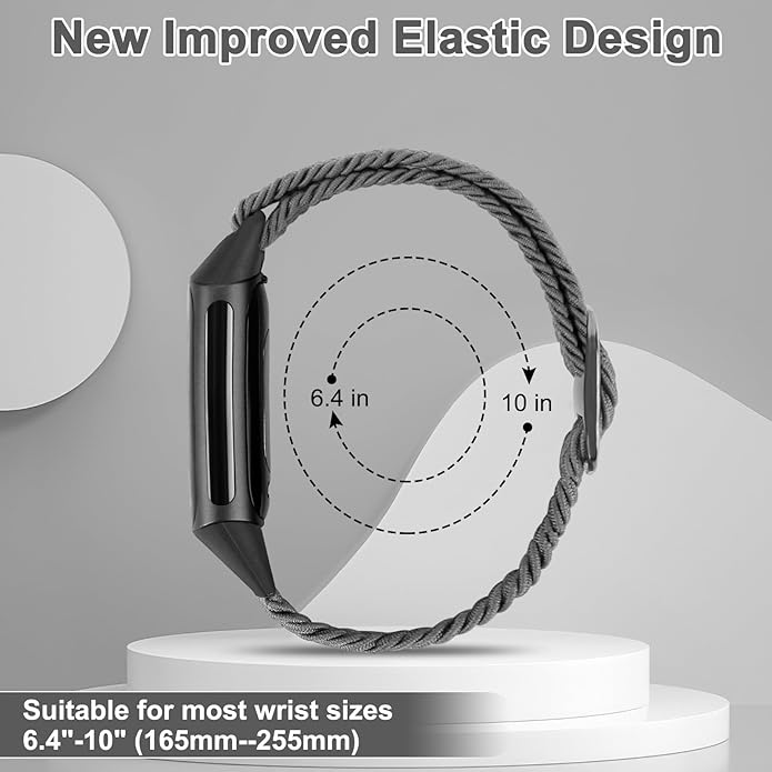 Braided Band Compatible with Fitbit Charge 6/Fitbit Charge 5, Soft Nylon Solo Loop Adjustable Replacement Wristband for Women Men