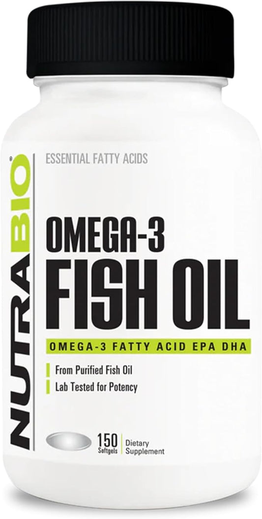 NutraBio Omega 3 Fish Oil Supplements, 2,000mg, 150 Softgels - EPA DHA Omega 3 Fatty Acid
