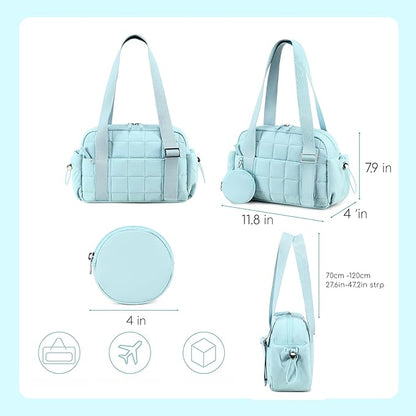 CAMTOP Mini Gym Bag for Women, Small Gym Tote Bag Puffy Quilted Sports Duffel Bag with Wet Compartment and Coin Purse Duffel Bags Dance Yoga Workout Bag