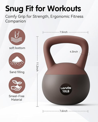 Soft Kettlebell - Cushioned Impact-Resistant Base and Anti-Slip, Kettle bell Anti-Slip Grip Weight for Home Workouts, Safe Strength Training Kettlebells Sets for Women & Men, With Non-slip Gloves