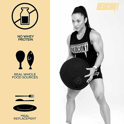 REDCON1 MRE Protein Powder, Strawberry Shortcake - Meal Replacement Protein Blend Made with MCT Oil & Whole Foods - Protein with Natural Ingredients to Aid in Muscle Recovery (25 Servings)