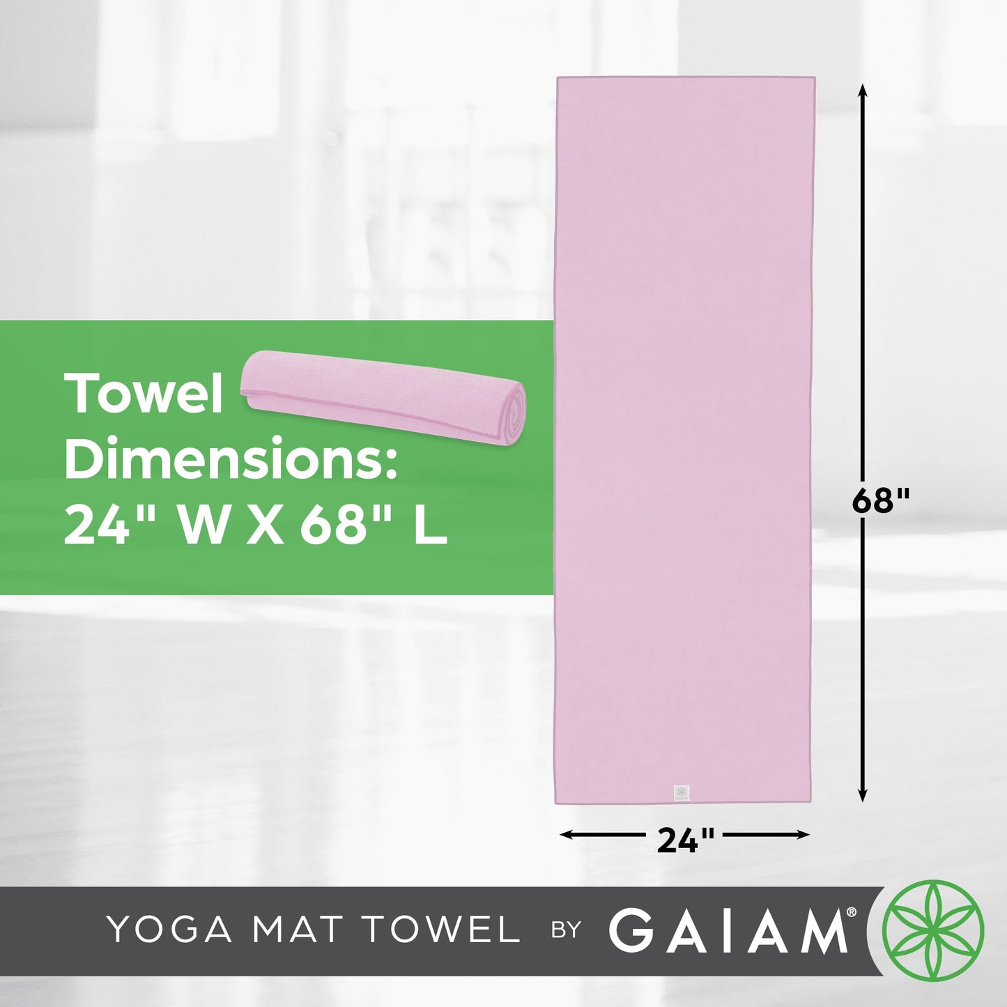 Gaiam Yoga Mat Towel, Non-Slip Microfiber (Black)