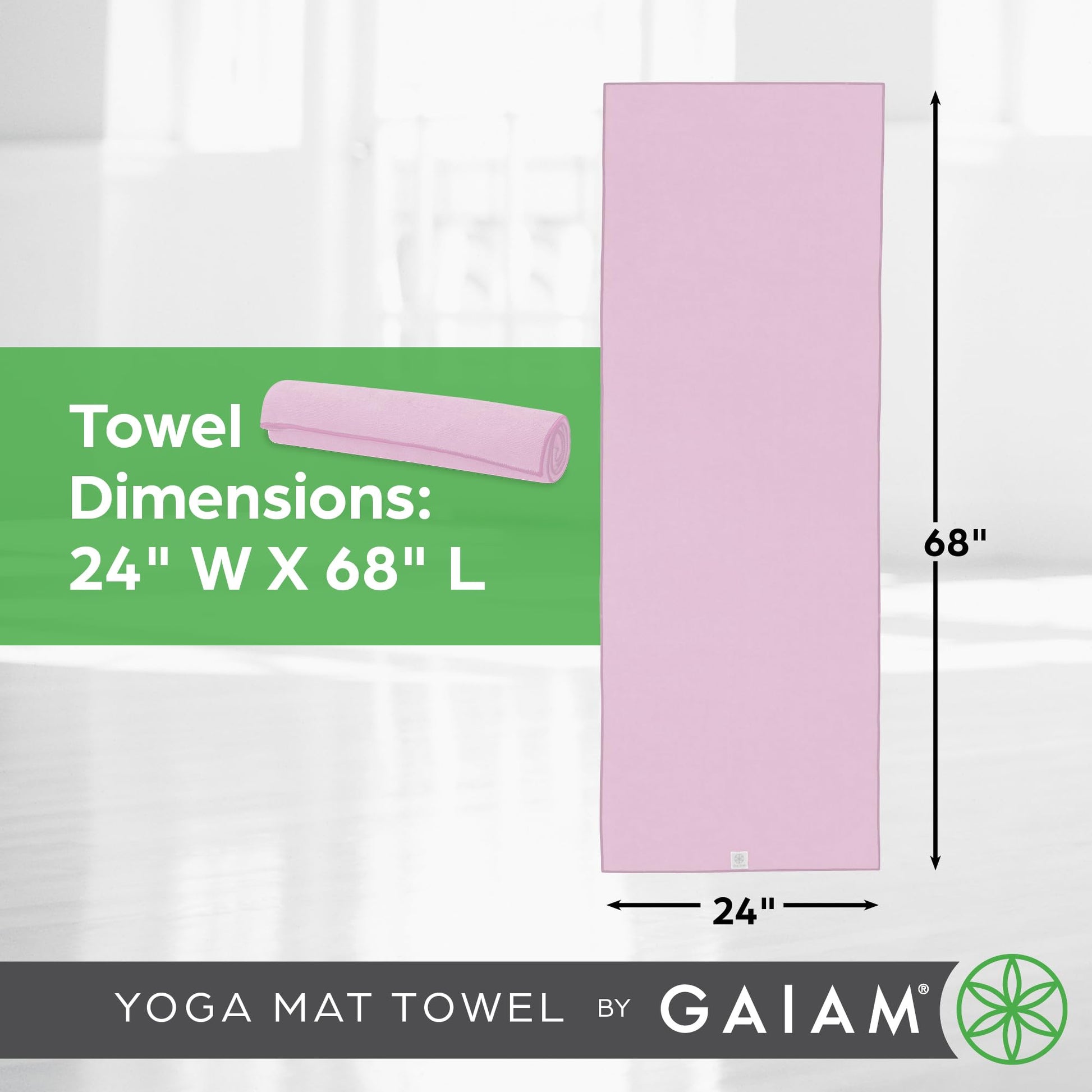 Gaiam Yoga Mat Towel, Non-Slip Microfiber (Black)