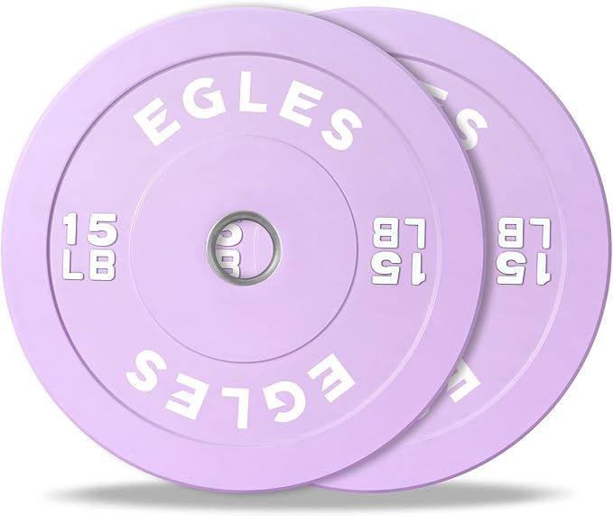 EGLES Vibrant Colorful Olympic Weight Plates, Rubber Barbell Plates, 2-inch Standard Virgin Rubber Bumper Plate 10 15 25 35 45LB for Home Gym Weightlifting, Strength Training, Fit Workouts