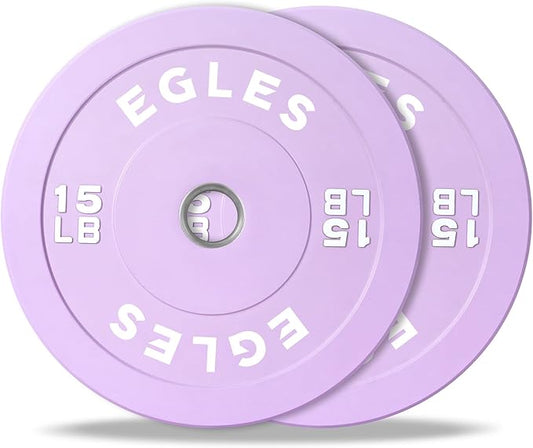 EGLES Vibrant Colorful Olympic Weight Plates, Rubber Barbell Plates, 2-inch Standard Virgin Rubber Bumper Plate 10 15 25 35 45LB for Home Gym Weightlifting, Strength Training, Fit Workouts
