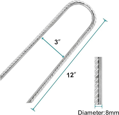 Eurmax USA Strong Trampoline Anchor Stake High Wind, Ground Anchors Heavy Duty, Tent Stakes,Trampoline Accessories, Swing Set Anchors, Ground Stakes, Pack of 8(Silver)