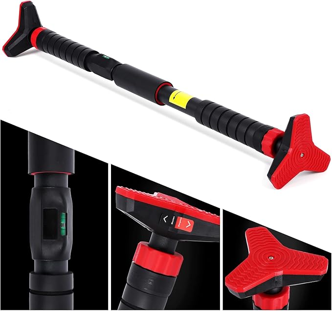 Pull Up Bar for Doorway, Strength Training Pull-up Bars with Level Meter, No Screws, No Installation Required, Portable Exercise Equipment for Home Gym Upper Body Workout, Max Load 440 LBS, Black Red