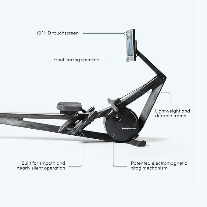 Hydrow Wave Rowing Machine with 16" HD Touchscreen & Speakers - Foldable | Live Home Workouts, Subscription Required