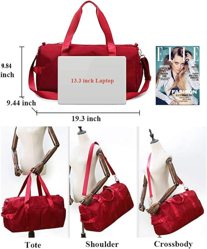 ZUEVI Sports Gym Duffel Bag for Men or Women Waterproof Weekender Travel Bag with Shoes Compartment Dry and Wet Separation for Training Swim Yoga(Purple)